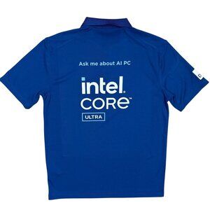 Nike Intel Core Ultra CPU Polo Shirt AI PC Short Sleeve Blue Medium